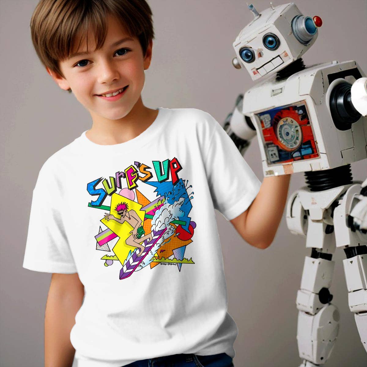 RetroPlanet - Vente T-shirt sérigraphié – enfant - T-shirt Surfs Up 80's Style Design en coton unisexe pour jeunes9