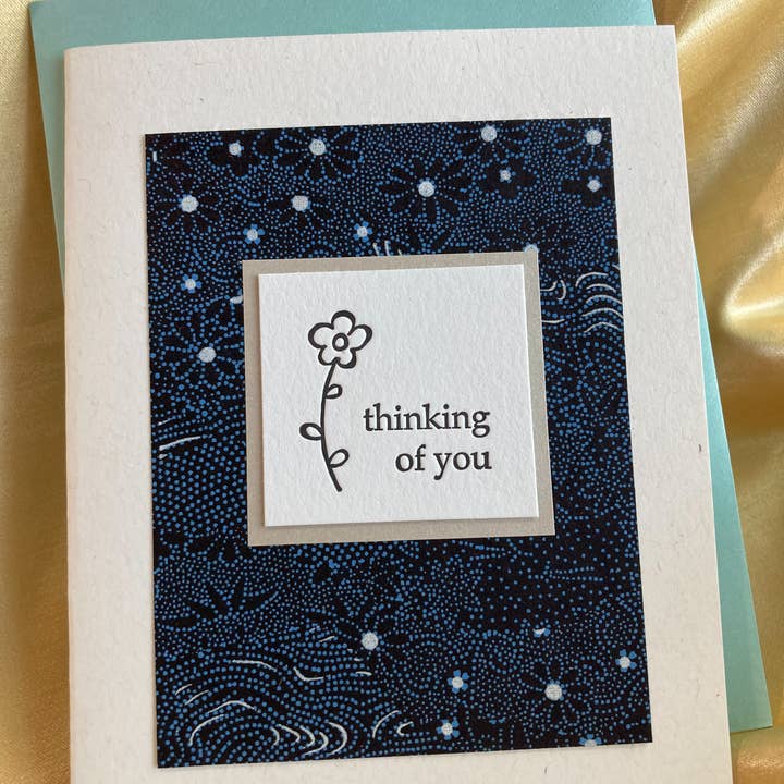 Floral Thinking of You card for wholesale by Deep Ink Letterpress