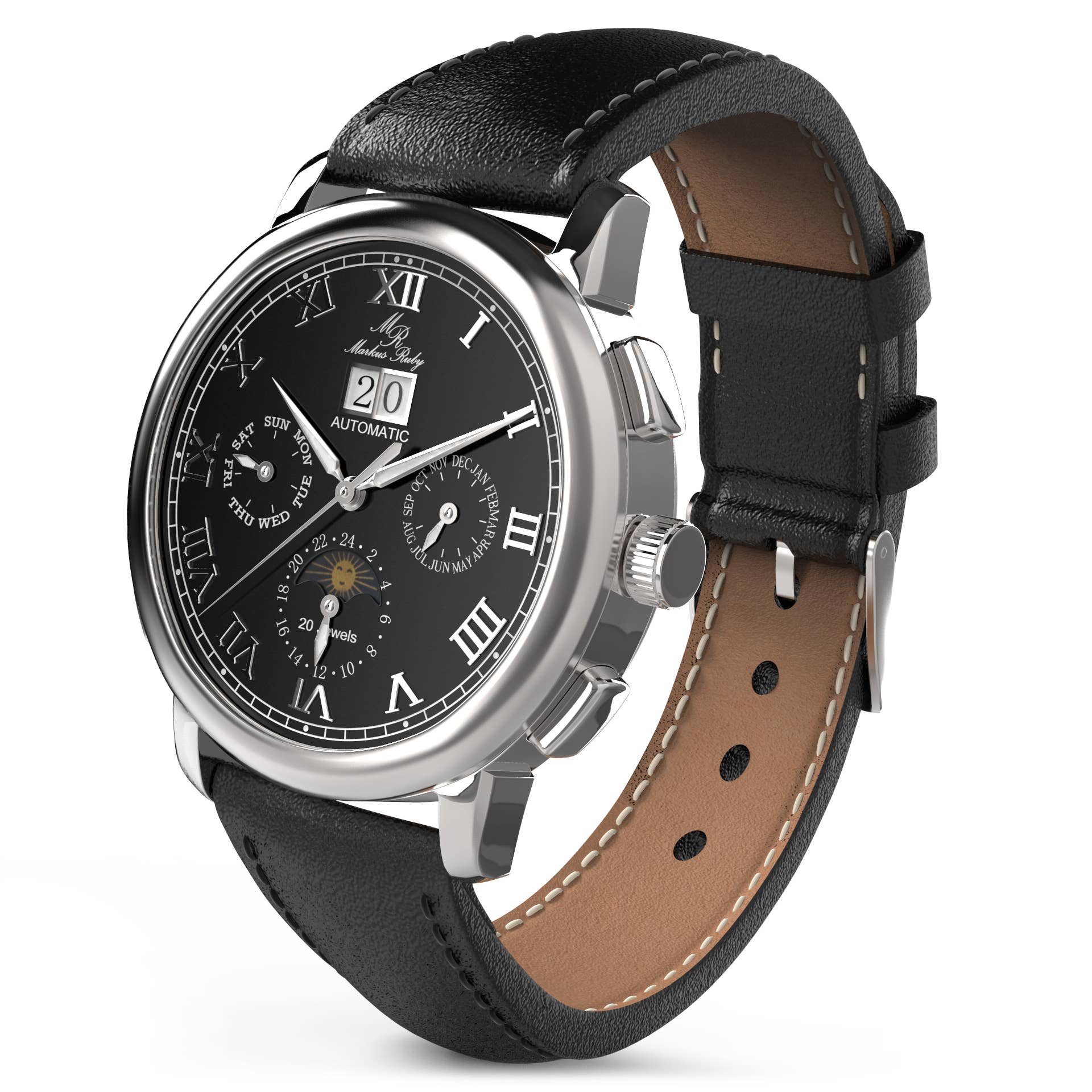 Markus Ruby - Wholesale Polshorloge - Heren - Markus Ruby Moonphase automatisch horloge10