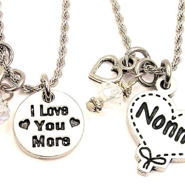 Nonna I Love You More Set 2 collane a catena italiana nonna per la vendita all'ingrosso da parte di Chubby Chico Charms