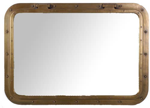 Nautical Tropical Imports - Wholesale Wall Mirror - 34"x24" Rectangular Porthole Mirror Antique Brass Finish 1