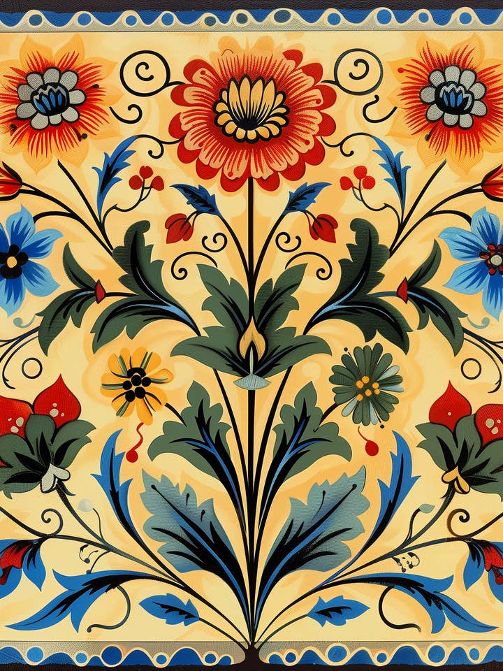 Pennsylvania holländska blommiga kakelkonsttryck för wholesale av Mowbi