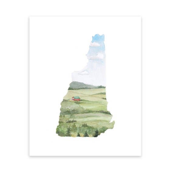 New Hampshire State Map Art Print for wholesale by Rachel Alvarez Art