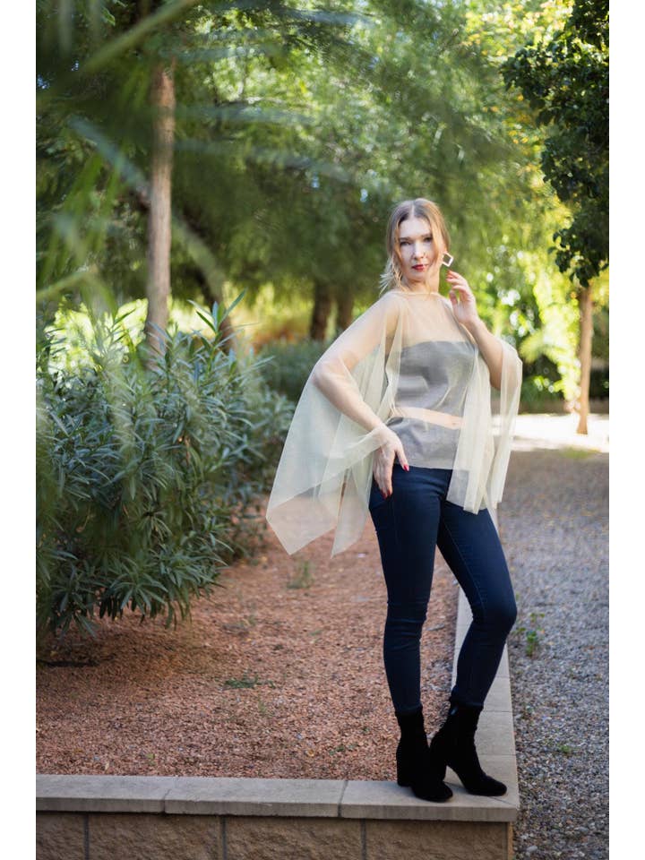 BridalSpain - Wholesale Cape - Women's - Gold and Black Tulle Wraps, Shrugs, and Capes6