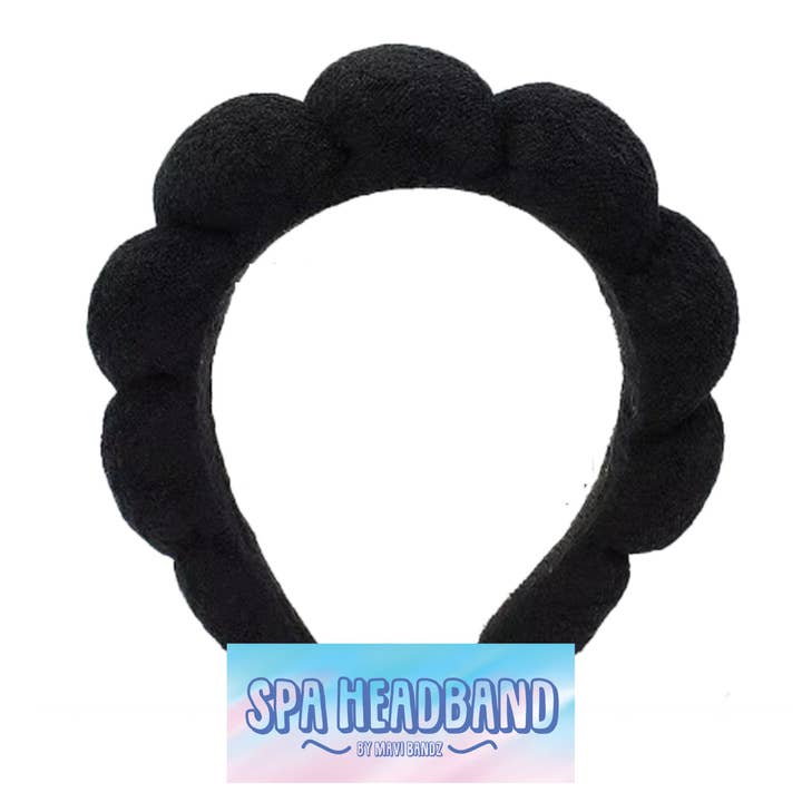 Mavi Bandz - Wholesale Spa Headband - Black TikTok Spa Terry Cloth Headband for Face Wash Makeup