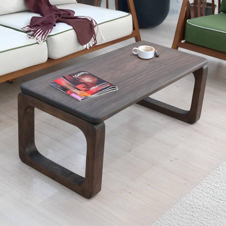 Solid Wood Mid Century Walnut Coffee Table Handmade for wholesale by Halohope, LLC