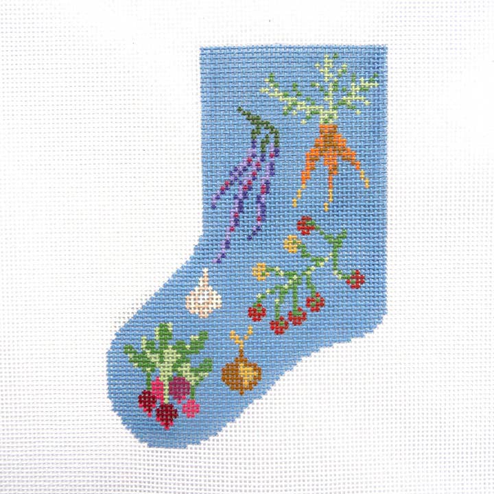 Alice & Blue Needlepoint Designs - Vente Accessoire de broderie/point de croix - Mini-chaussette In the Garden0