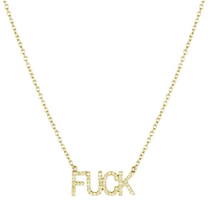 Ashley Schenkein Jewelry Design - Wholesale Pendant/Charm Necklace - Brooklyn Diamond Pavé FUCK Necklace3