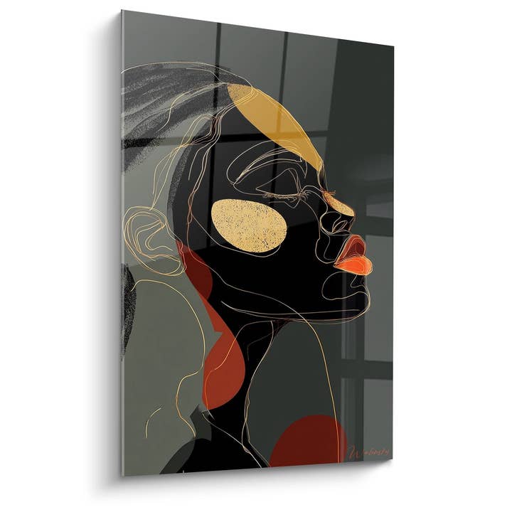Black Woman Profile Painting - Contemporary Abstract Art - African Face Edition for wholesale by Walensky