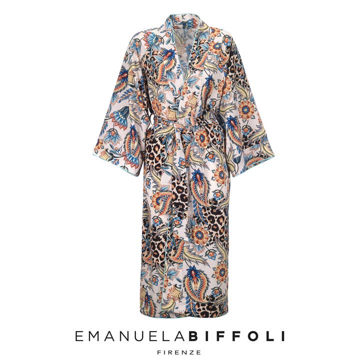 Langer Kaftan mit gepunktetem Print für den Großhandel von EMANUELA BIFFOLI FIRENZE