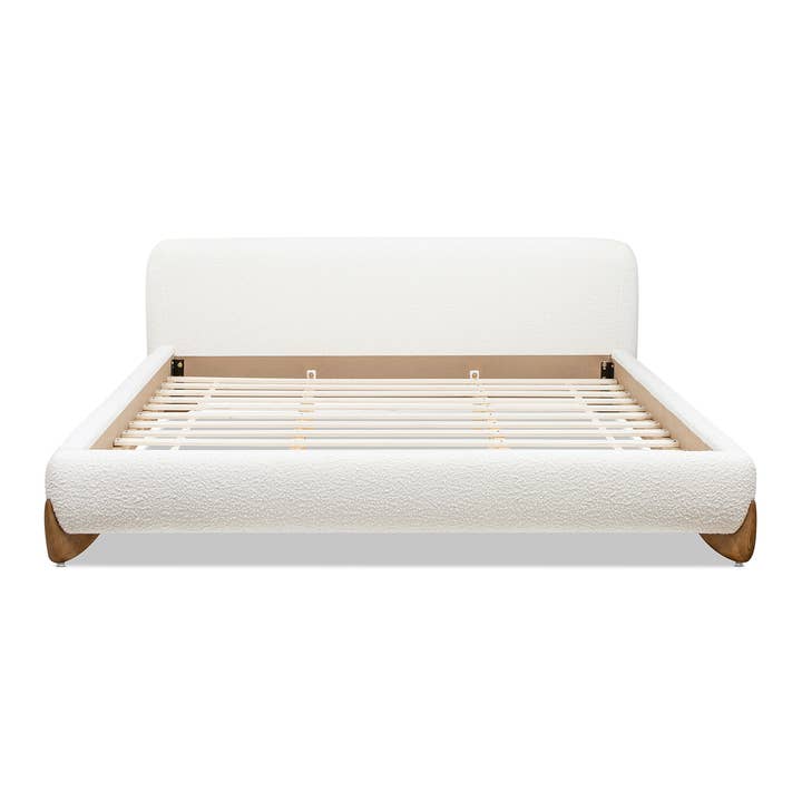 Jennifer Taylor Home - Wholesale Bed - Alpine Puffy Modern Platform Bed Ivory White Boucle3