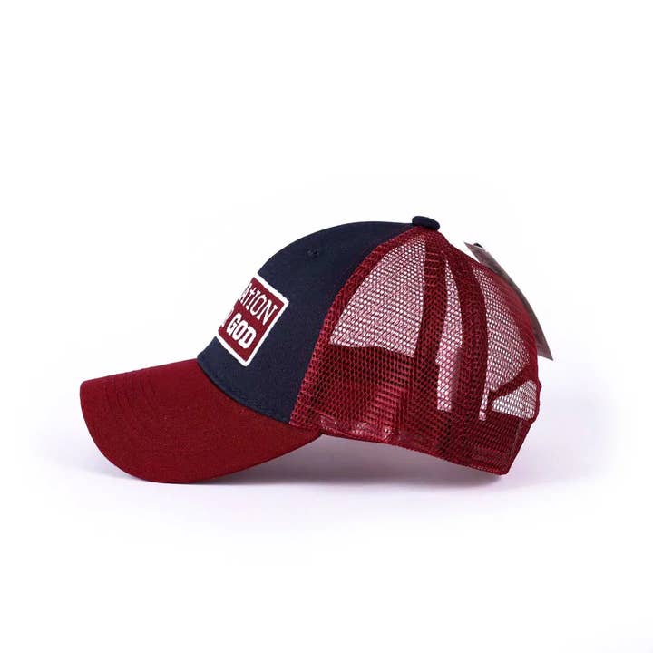 Swanson Christian Products - Wholesale Trucker Hat - Unisex - Cap One Nation Under God Navy/Burgundy