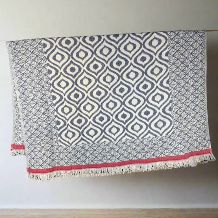 Morocco Throw in Navy with Light Blue Trim and other Purchase Wholesale turkish fabric. Free Returns & Net 60 Terms on Faire trending on Faire.