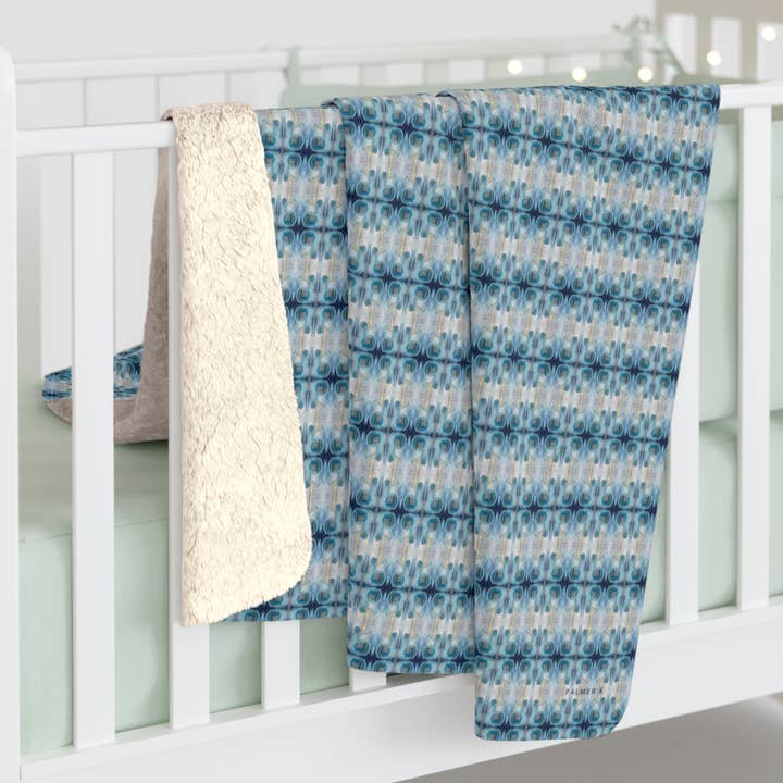 PALMER K Designs - Wholesale Throw Blanket - Sherpa Throw / Blanket: Blue Telecaster Guitars -MBS/P15