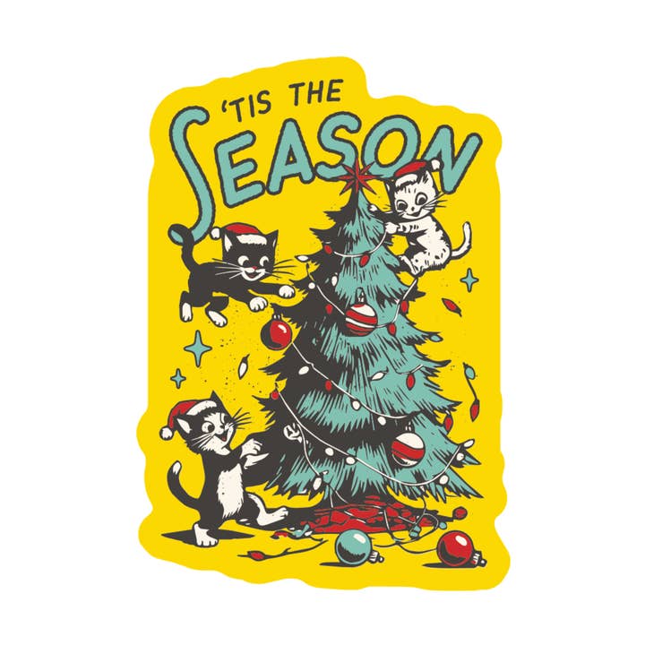 Holiday Christmas Kitty Cat Pet High Quality Vinyl Sticker for wholesale by Juju and Moxie