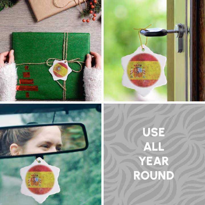 3dRose - Wholesale Ornament - 3dRose, Distressed Style Grunge Flag Of Spain, Ornament4