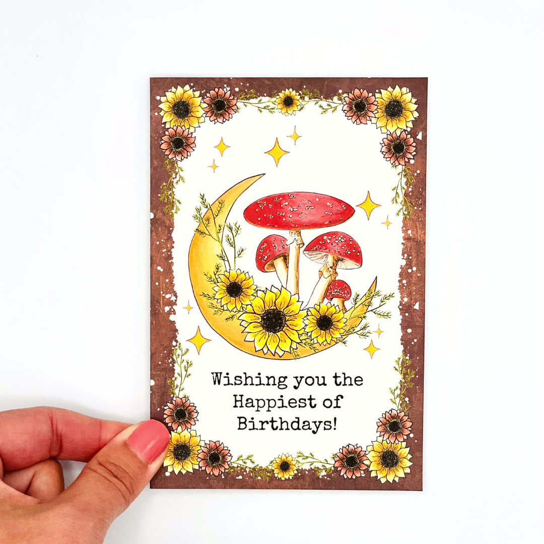 NOMAD Moon Magic - Wholesale Birthday Card - 4x6 Mushroom Birthday Greeting Card, Witchy Cottagecore1
