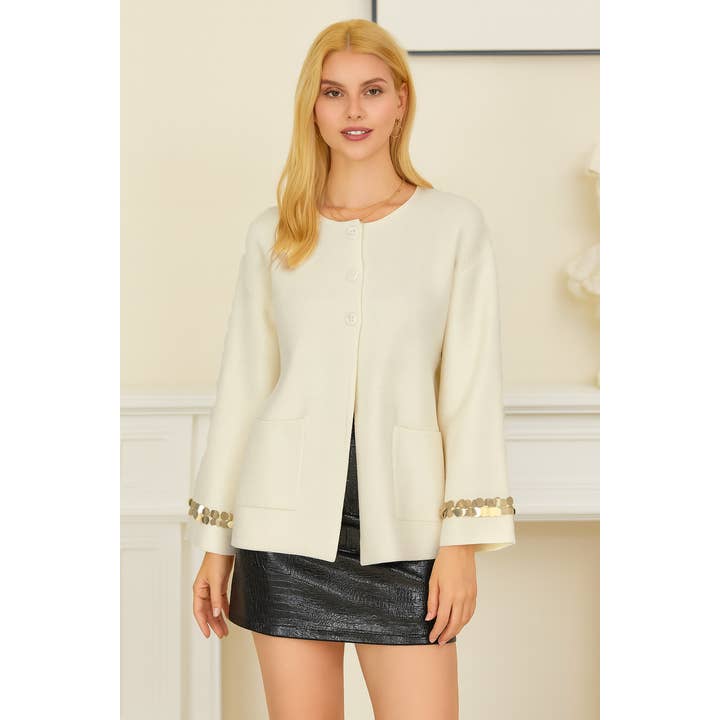 SOFT KNIT CARDIGAN WITH LARGE SEQUINS ON CUFFS and other Purchase Wholesale large sequins. Free Returns & Net 60 Terms on Faire trending on Faire.