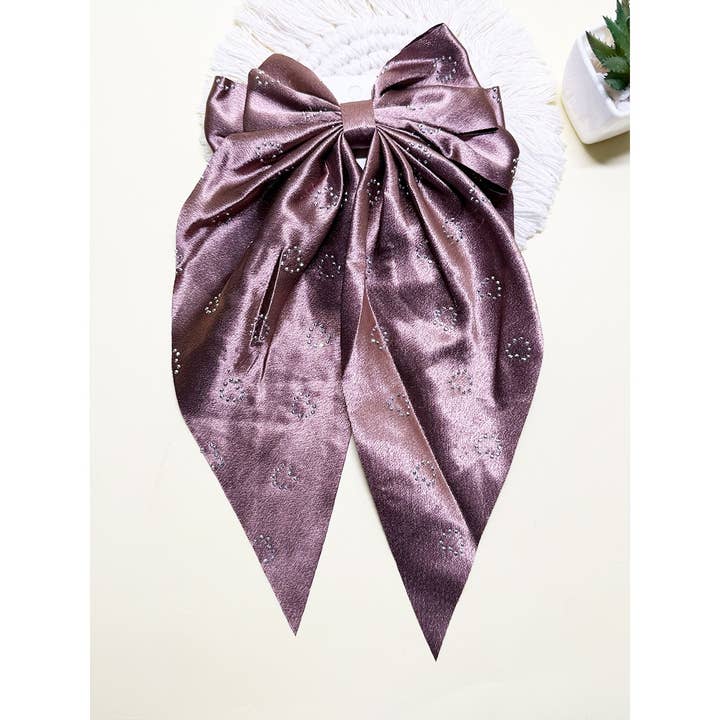 ASSORTED COLOR Satin Bow Clip with Heart Stud Detail Design for wholesale on Faire1