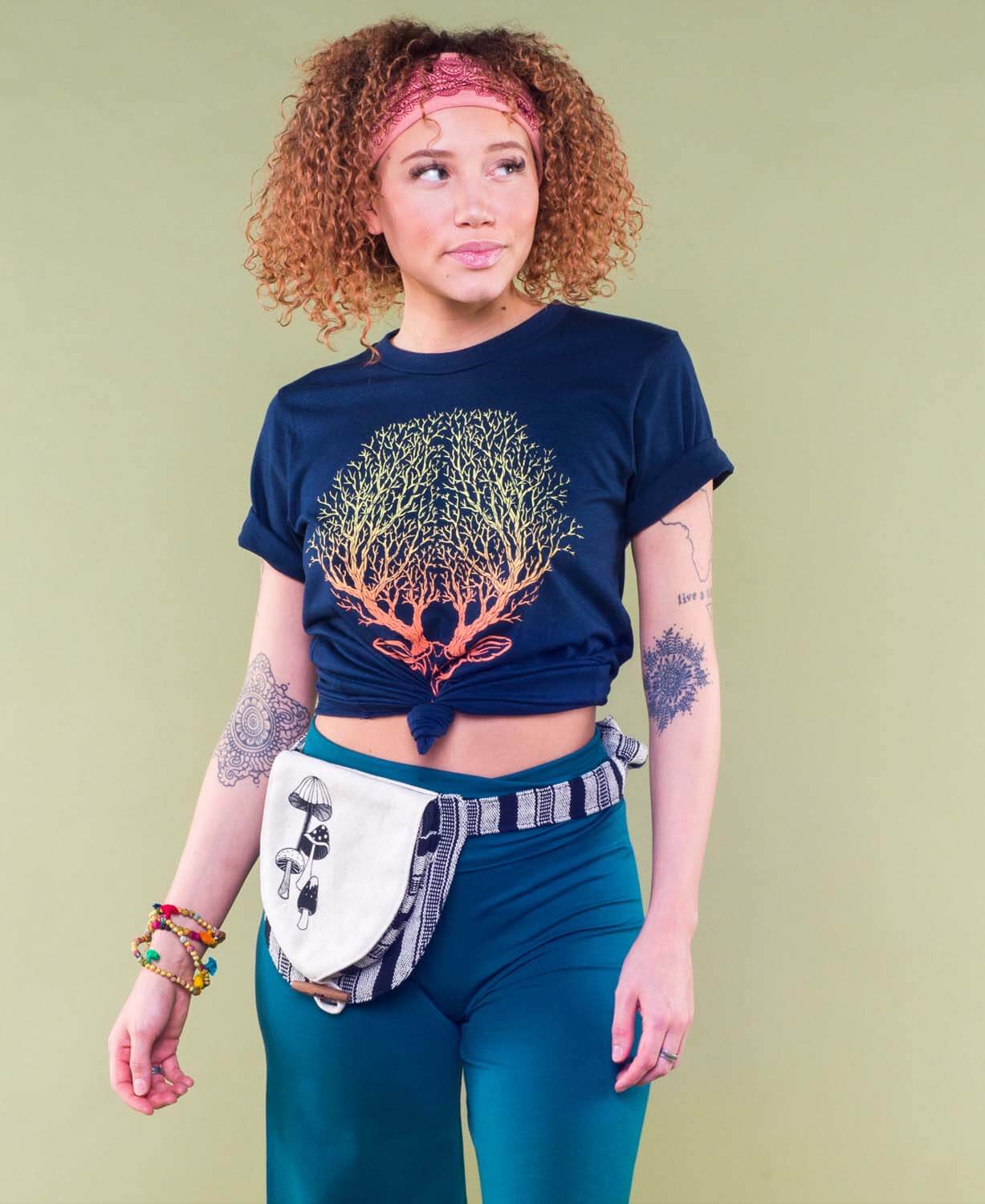 Soul Flower - Wholesale Belt Bag - Women's - Retro Mushrooms Canvas Hip Bag - Natural2