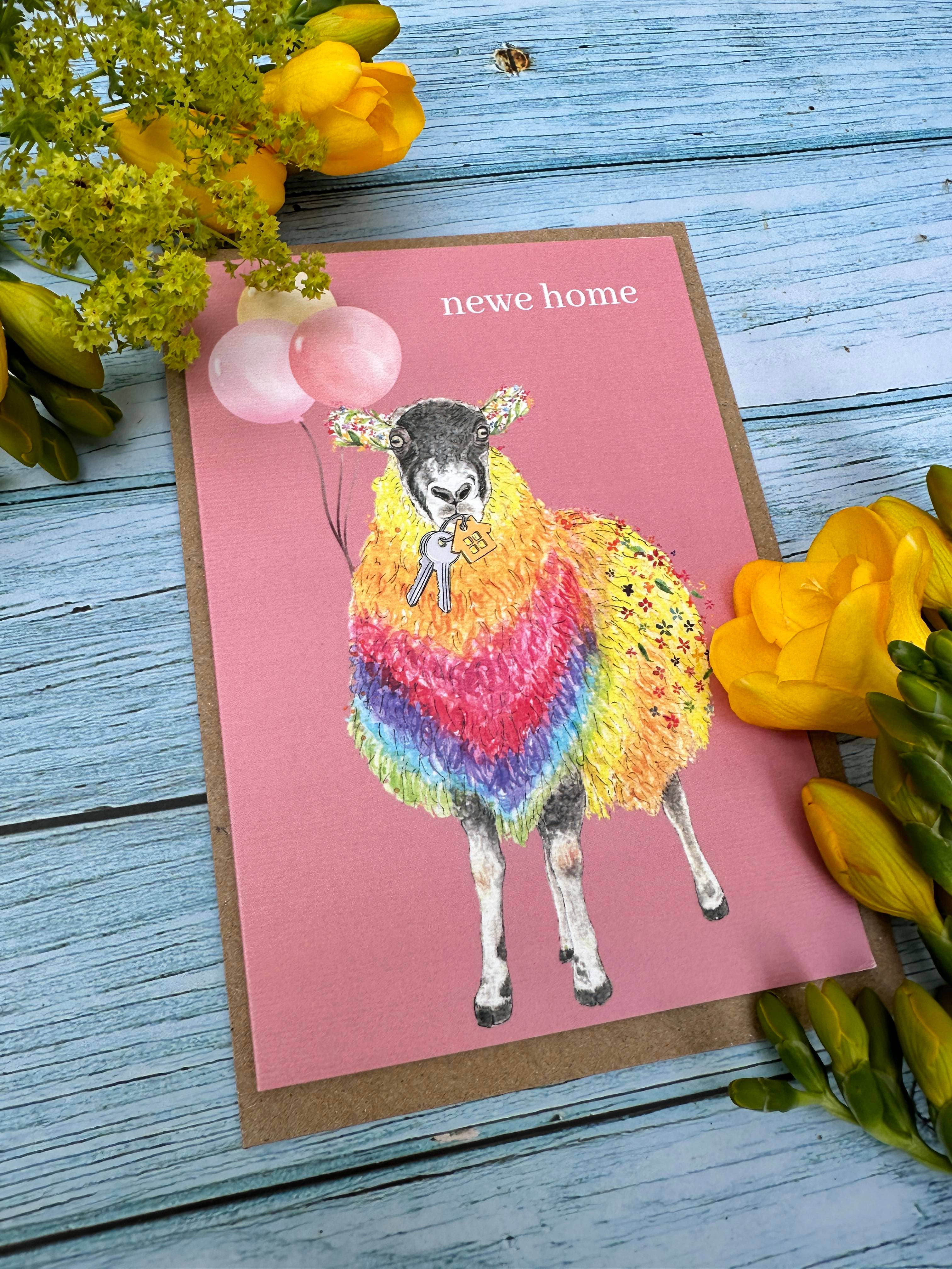 Jen Winnett Eco Artist – wholesale Everyday greeting card – New Home Sheep Eco Friendly Card Colourful Funny2