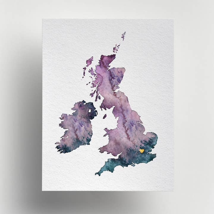 Stampa giclée personalizzata con mappa ad acquerello per la vendita all'ingrosso da parte di EJayDesign