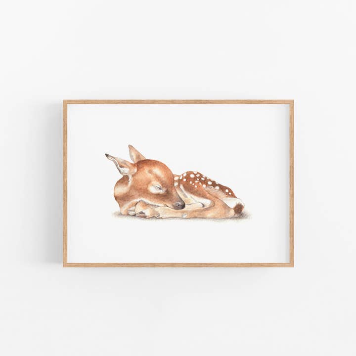 Sleeping Fawn Fine Art Giclee Print for wholesale by Shiso Paper