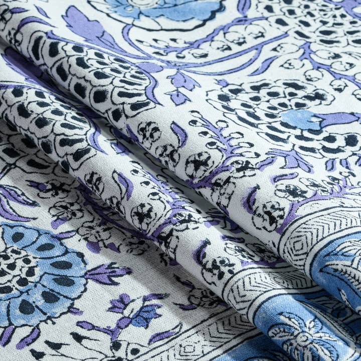 Cotton Print Club - Wholesale Table Runner - Aqua Blue Block Print Table Runner