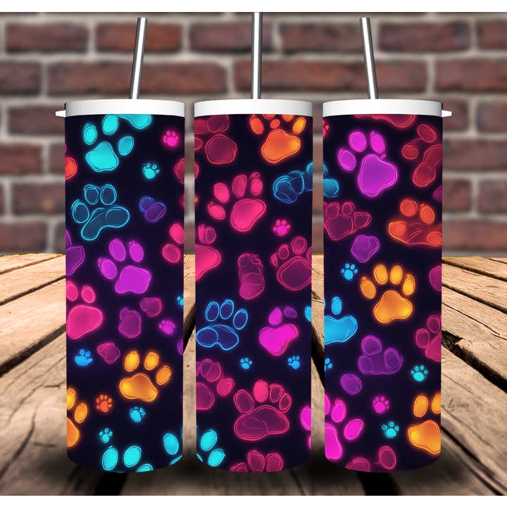 Sweet Tees - Wholesale Insulated mug/tumbler - Dog Paw Sublimation Tumbler 20oz 30oz