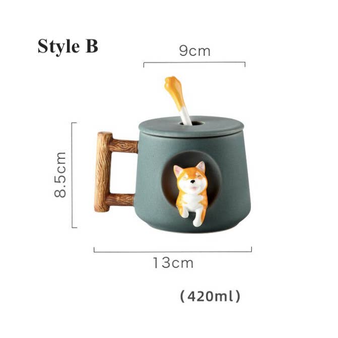 Homerely (We Cover All Import Duties) - Wholesale Coffee Mug - Shiba Inu Mug With Lid & Spoon1