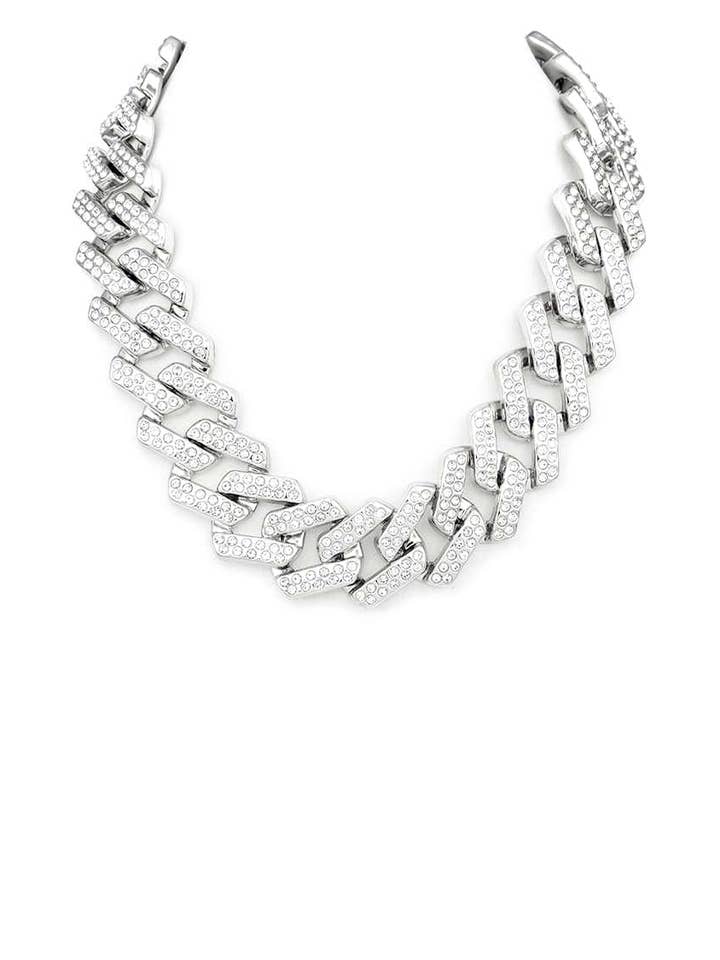 Crystal Pave Chunky Chain Iconic Necklace for wholesale by Artini Accessories