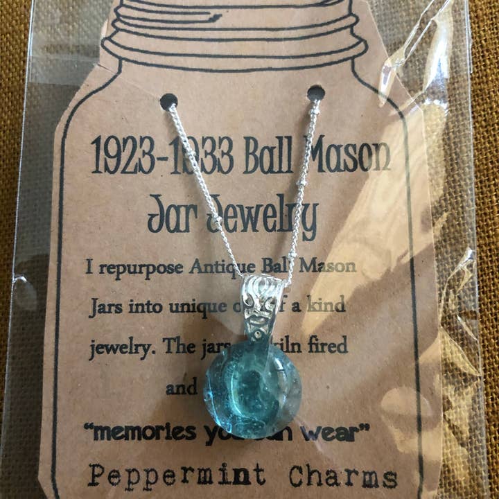 1923-1933 Ball Mason Jar filigree pendant necklace for wholesale by Peppermint Charms
