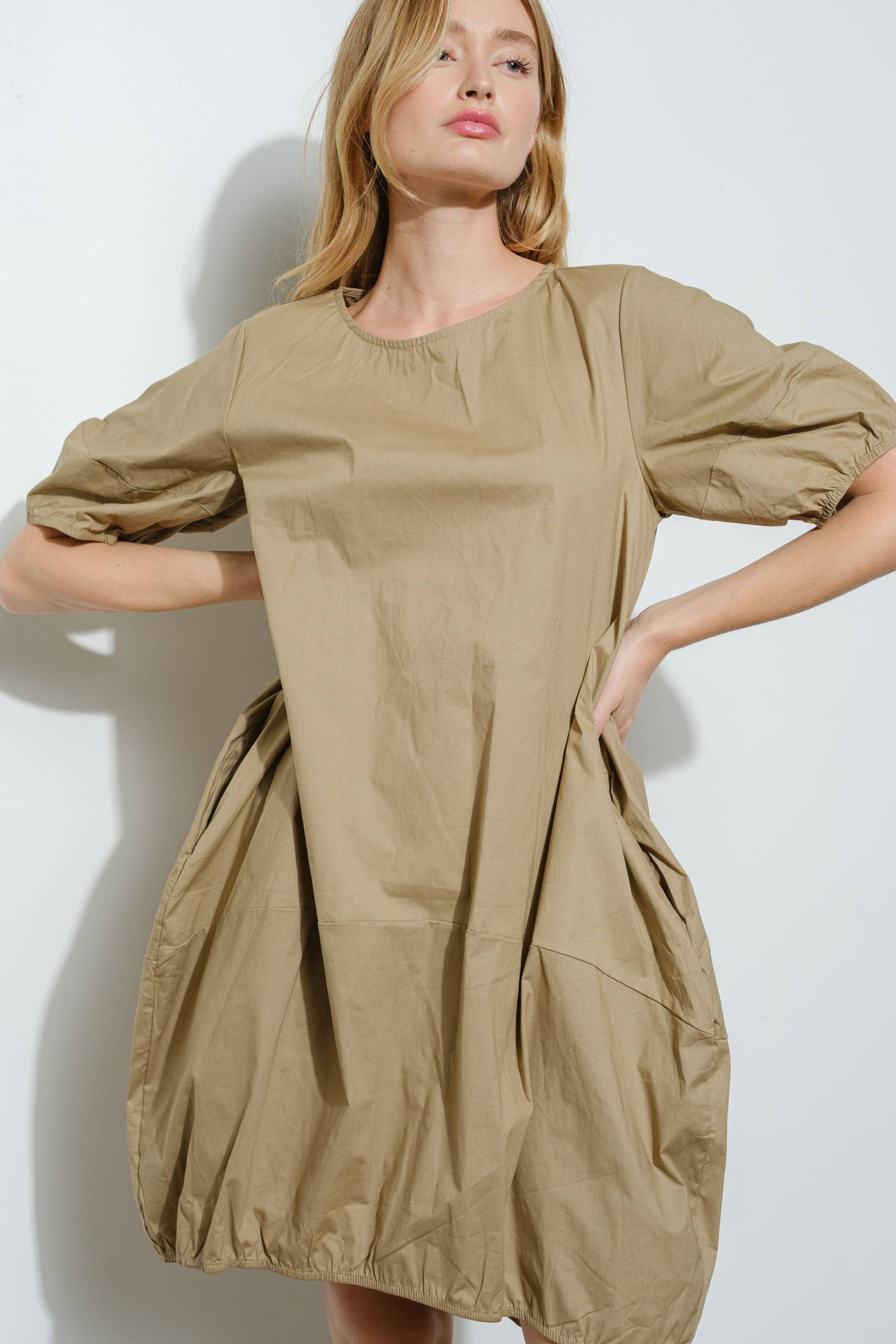 Bloidy - Vente Robe – femme - Robe mini bulle en popeline à manches courtes - D10482SS19