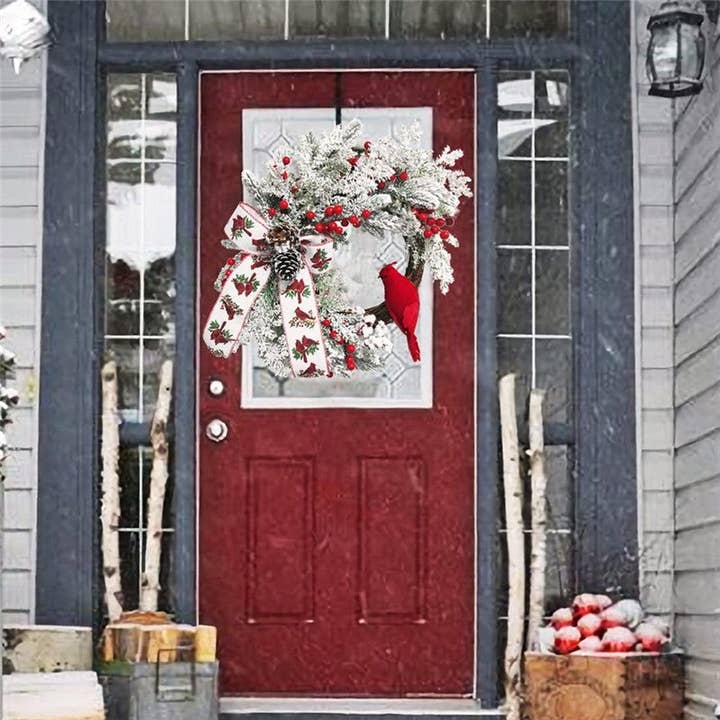 As Photo Christmas Red Bird Decoration Wreath for wholesale on Faire4