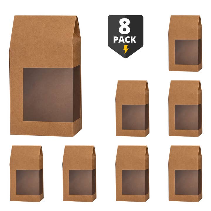 Hammont - Wholesale Gift Box - Gift Boxes 8 Pack Tall Paper Boxes With Window Kraft Paper1