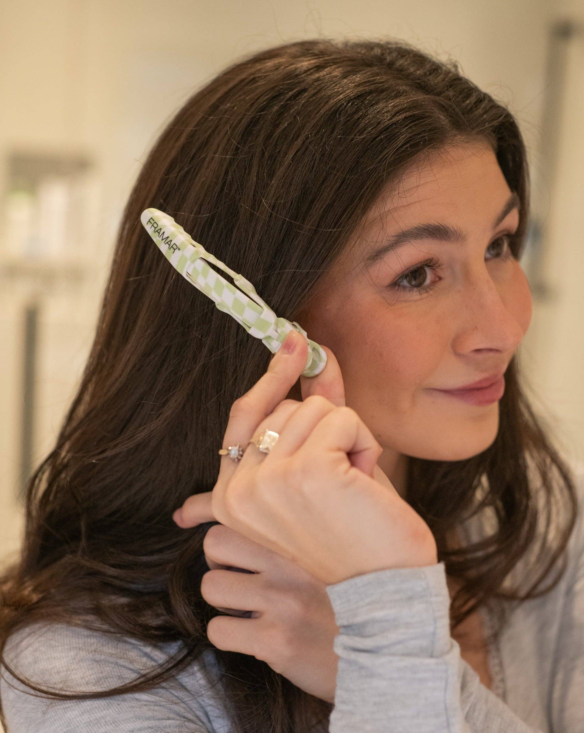 Framar Hair Brushes & Hair Accessories - Wholesale Hair Clip - Women's - FRAMAR Checkered Alligator Hair Clips, Hair Styling Clips5