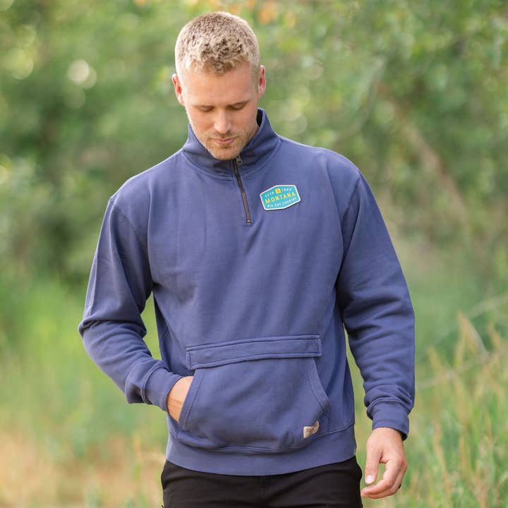 Big Sky Country 1/4 Zip in Navy for wholesale by The Montana Way