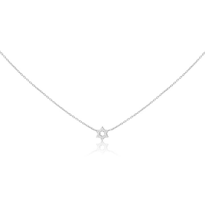 ALEF BET JEWELRY - Wholesale Pendant/charm necklace - Jewish Tiny Star of David Necklace in 14k Gold with Diamonds2