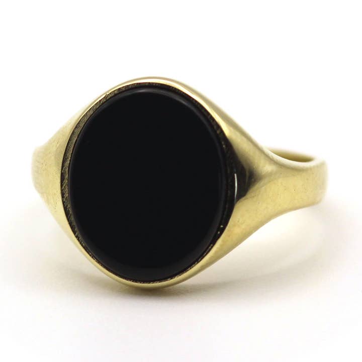 10K Gold Onyx Siegelring - angepasst Mayra Espinoza für den Großhandel von AdoreJ Jewelry Wholesale