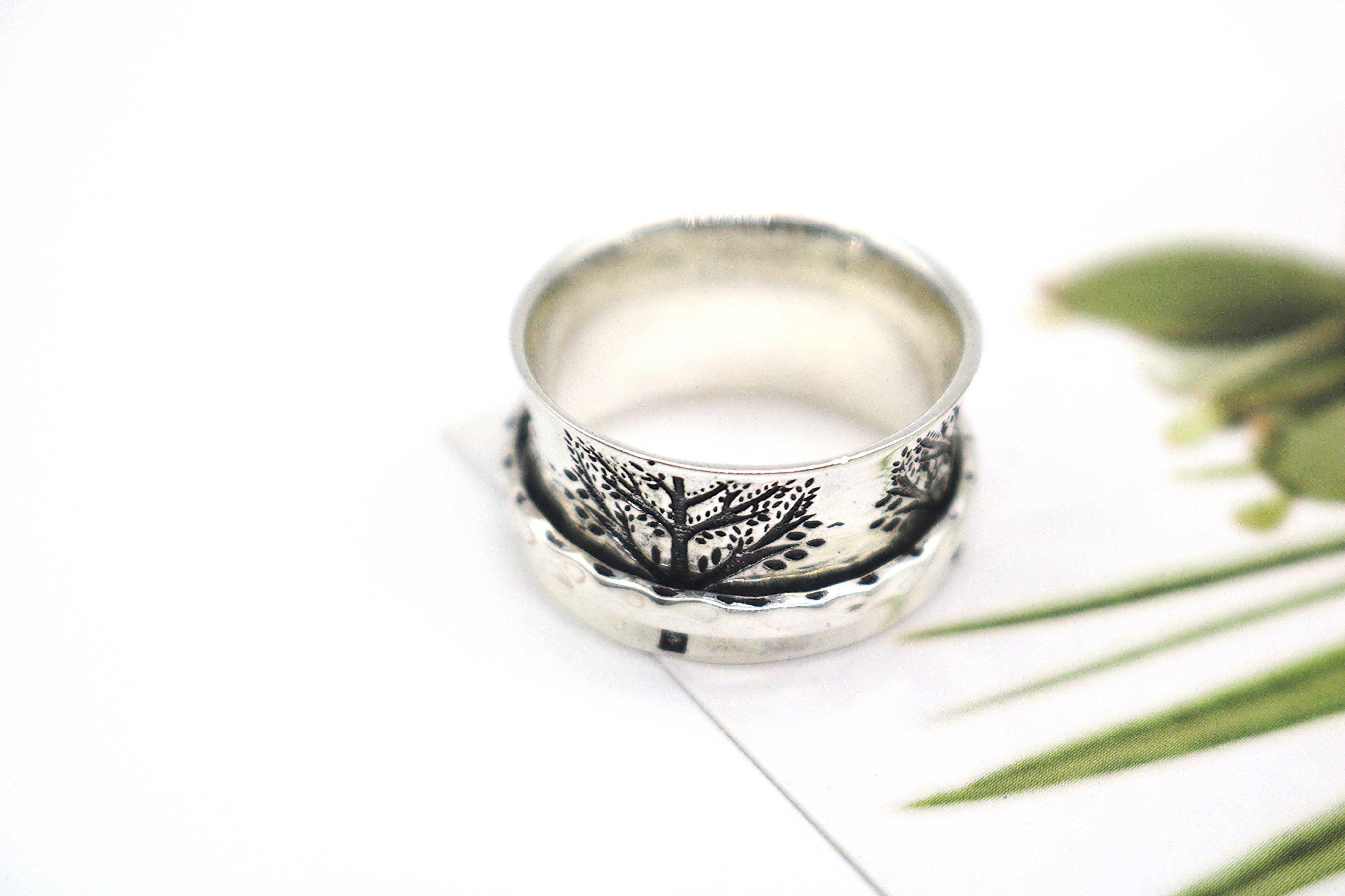 Energy Stone - Vendita all'ingrosso Anello midi/a fascia - Fortitude - Anello da meditazione in argento sterling3