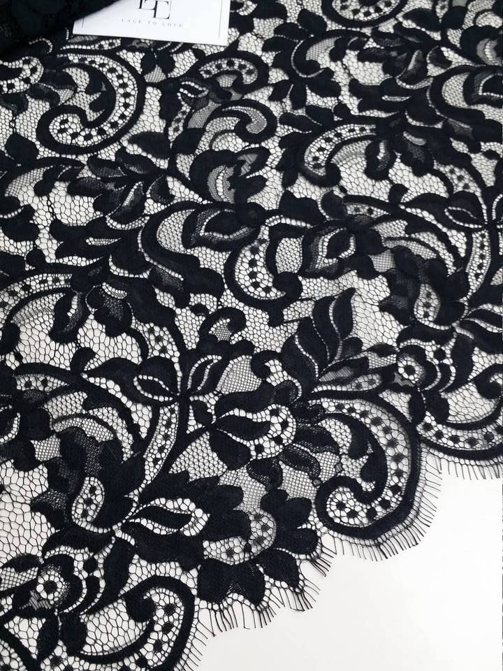 Tela de Encaje Negro EVS106V para venta al por mayor de Lace To Love