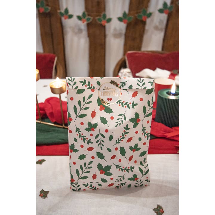 Tim&Puce Factory - Wholesale Gift Bag - HOLLY PAPER POUCHES X 8PCS1