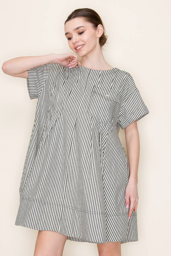 Star Drop - Wholesale Dress - Women's - STRIPE SWING SHORT DRESS- SDD637512