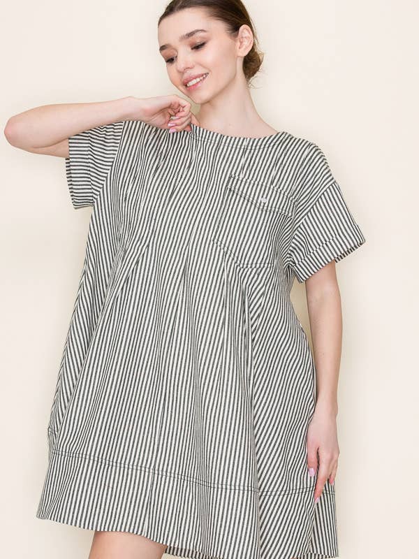 Star Drop - Wholesale Dress - Women's - STRIPE SWING SHORT DRESS- SDD637512