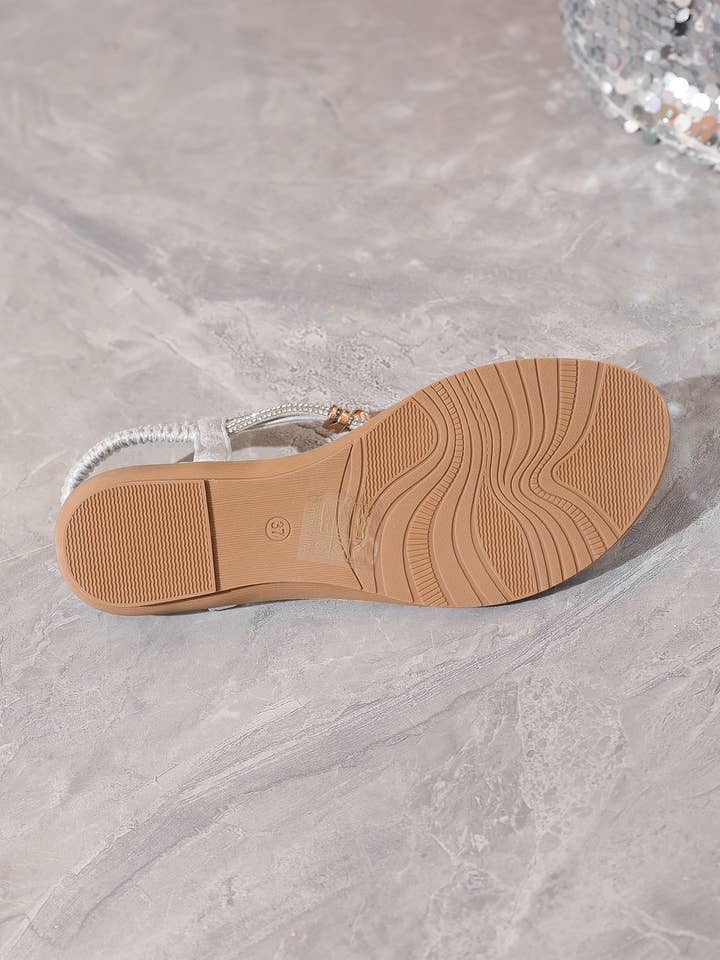 Rentoes - Vendita all'ingrosso Sandali - Donna - Sandali gioiello flat con infradito e cinturino per donna JS698-5210