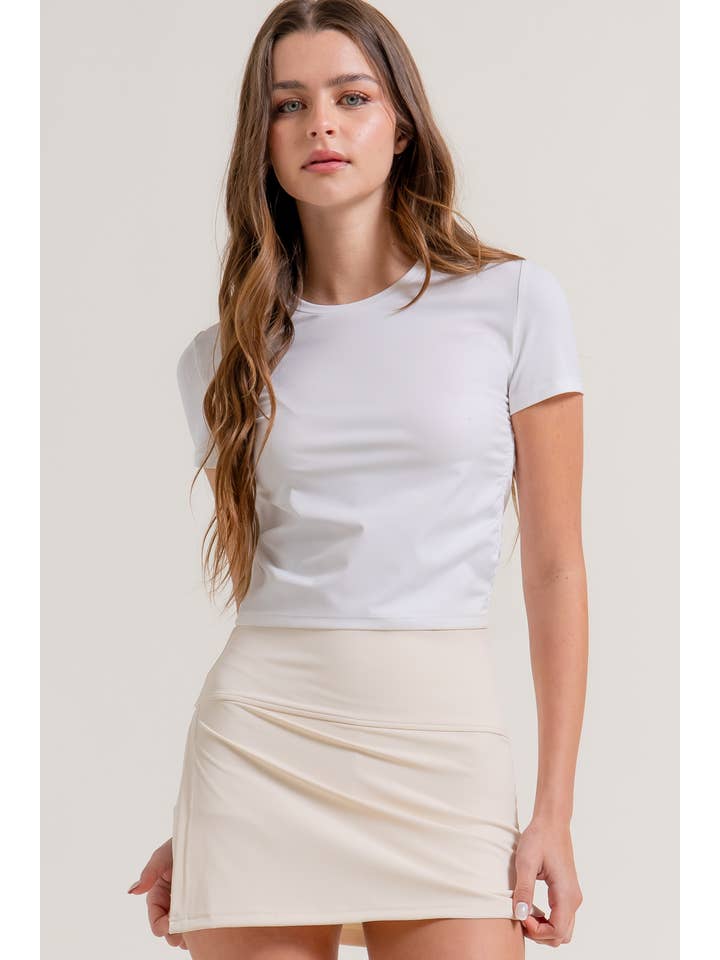 Active Basic | Active USA - Wholesale Athletic Top - Women's - SHORT SLV SIDE RUCHED ACTIVEWEAR TOP21