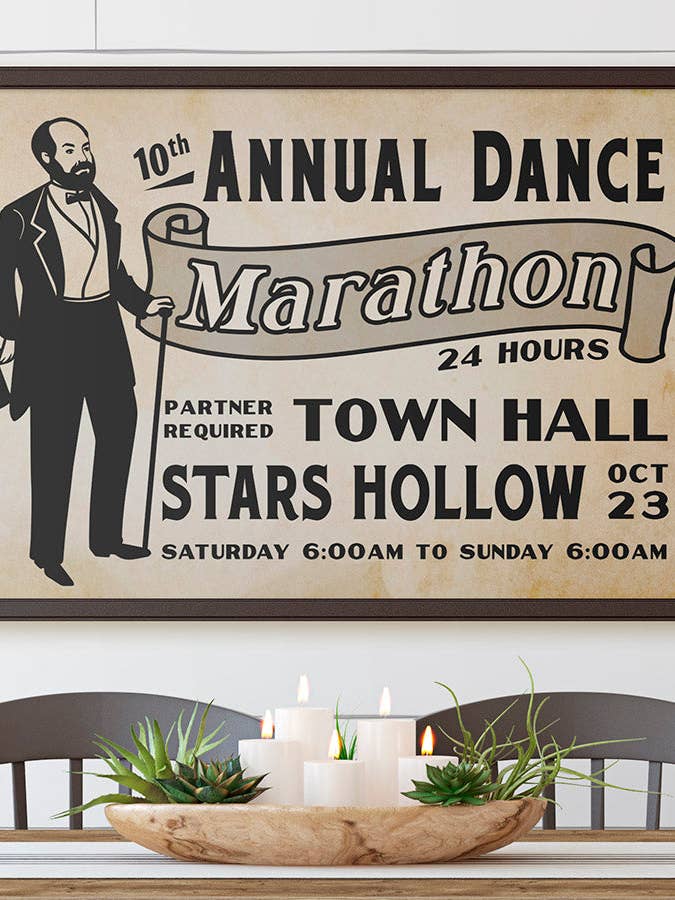 Stars Hollow Dance Marathon Poster - Heritage Series for Gilmore Girls fans for wholesale by WindowShopGal