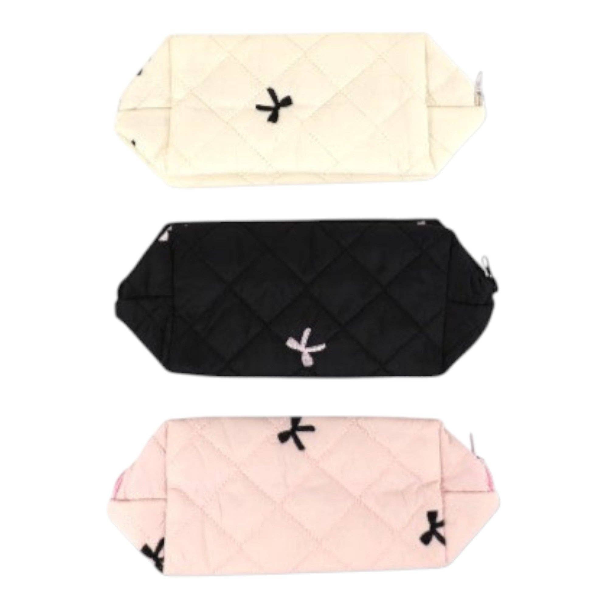 ASSORTI Pochette de maquillage en tissu matelassé avec impression ruban JB5526-3 (12PC) en vente sur Faire9