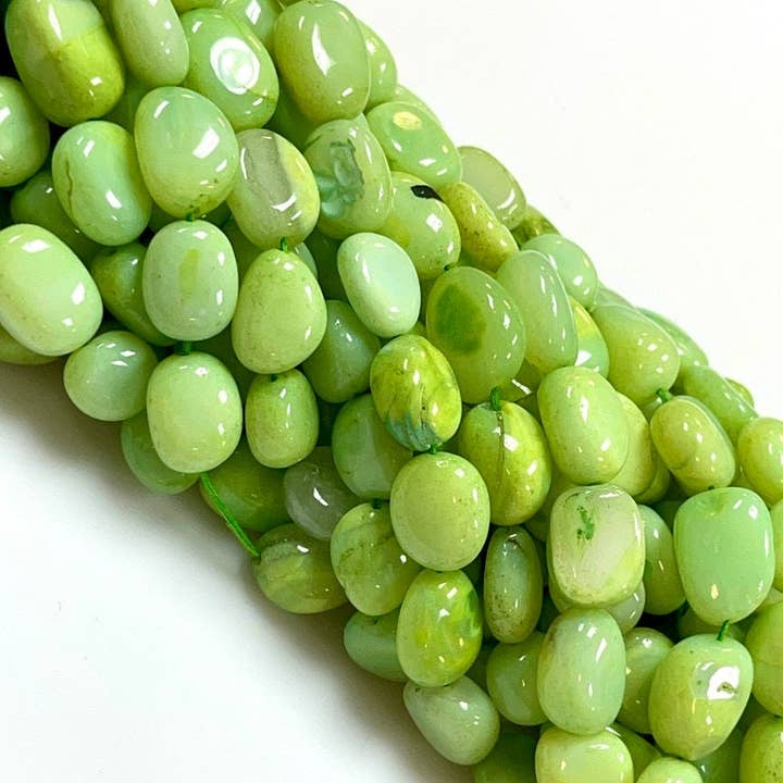 TRIVENI USA INC - Wholesale Beads - Green Opal Gemstone Smooth Freeform Nuggets Beads Strand1