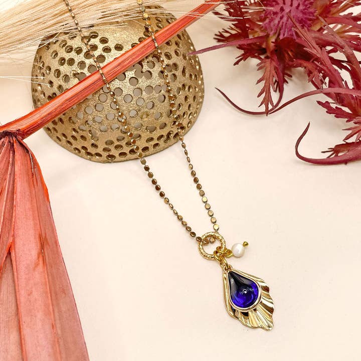 Collar Disa con Colgante de Vidrio Azul para venta al por mayor de Susi di Re